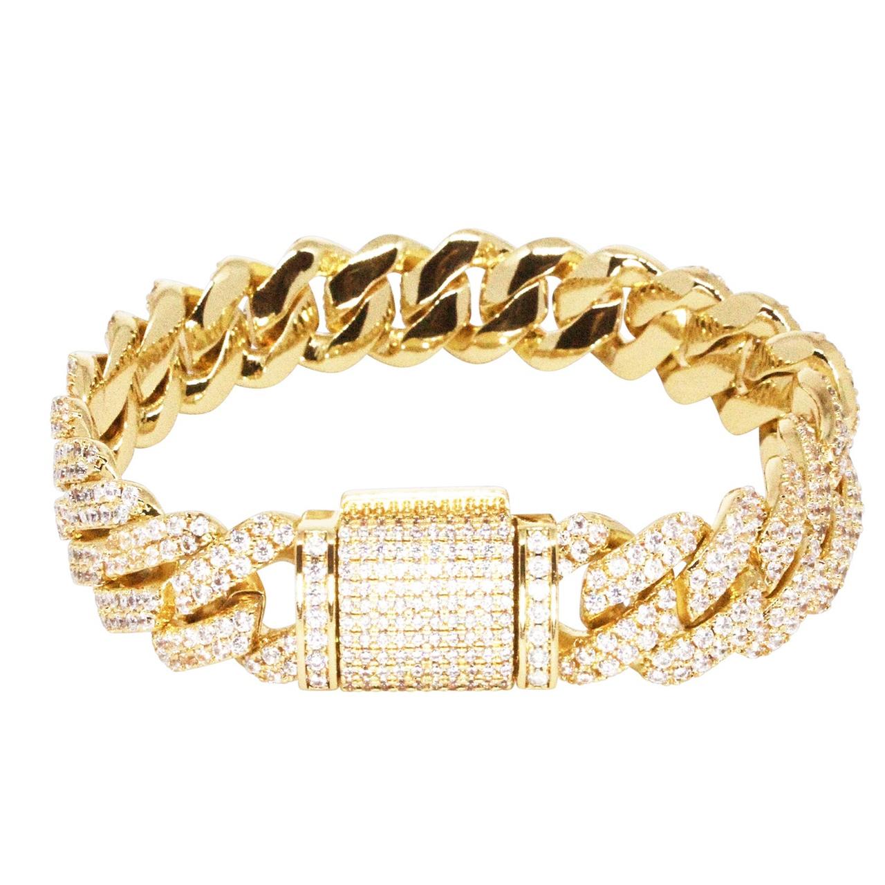 Josie Gold & Diamond Cuban Link Bracelet 18K White Gold