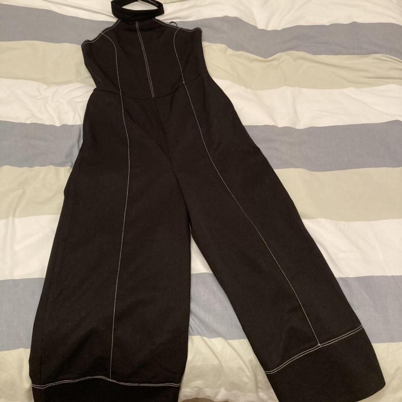 Black Missguided wide leg, lace top jumpsuit with - Depop