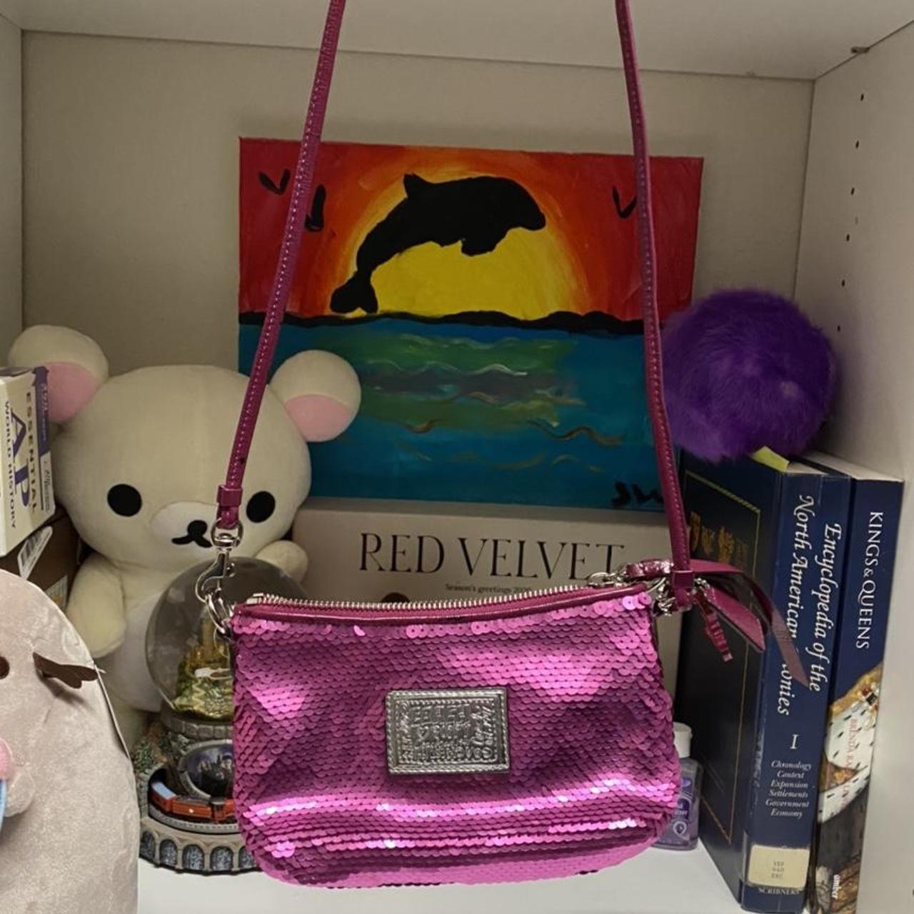 coach silver poppy | Sequin handbag, Bags, Shoulder bag