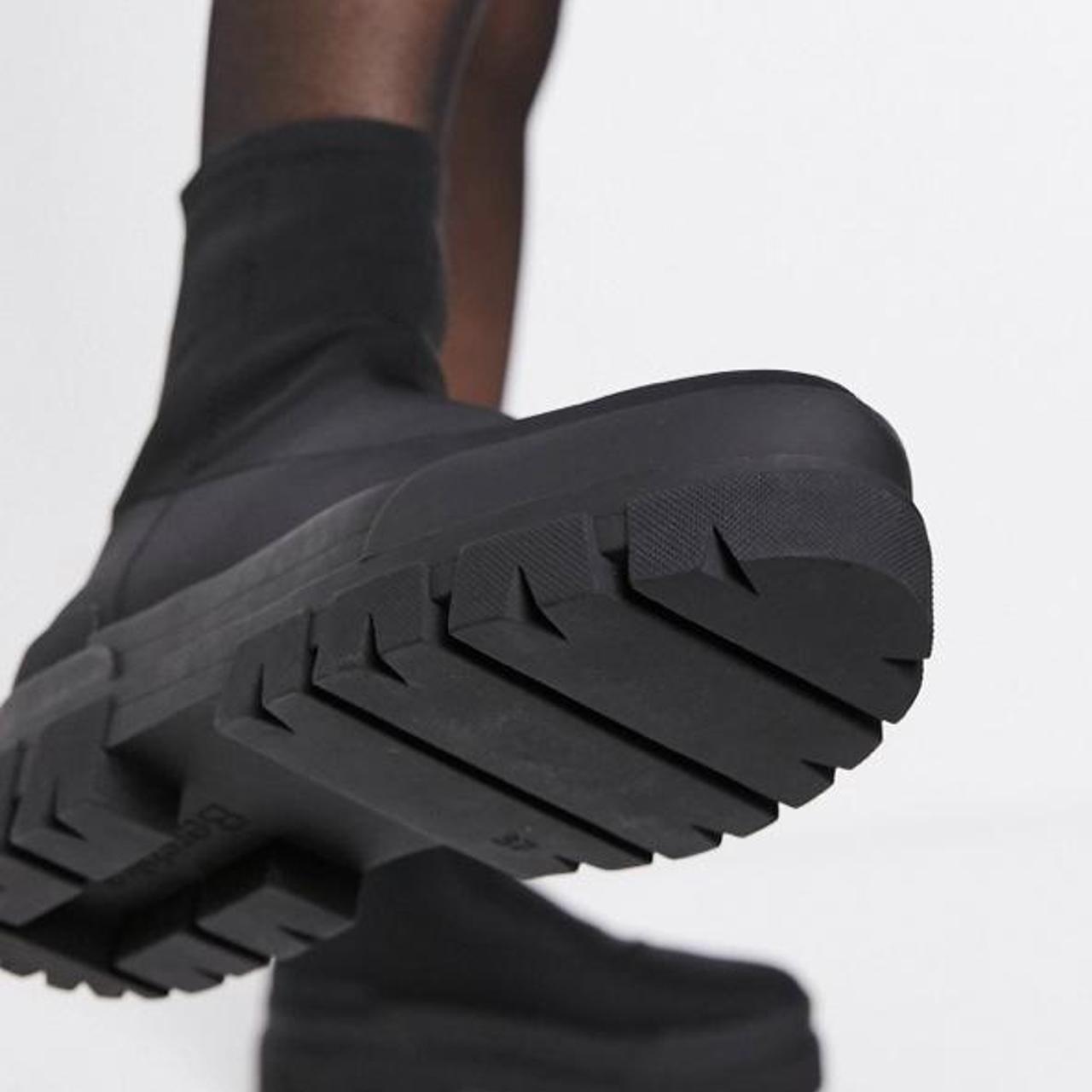 bershka chunky sole sock boot in black