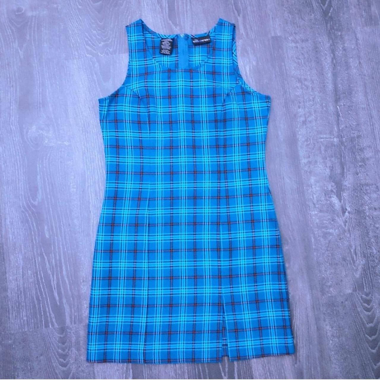 No Boundaries 90s Style Blue Plaid Jumper Dress Depop 6172