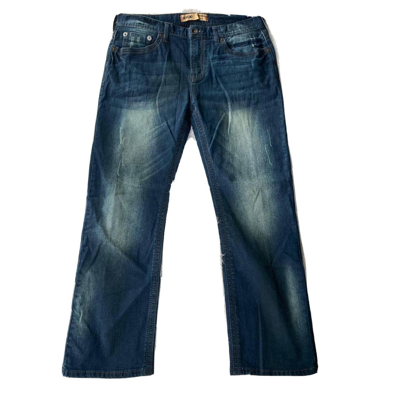 Seven7 Jeans Mens Straight Fit Dark Wash Blue Denim... - Depop