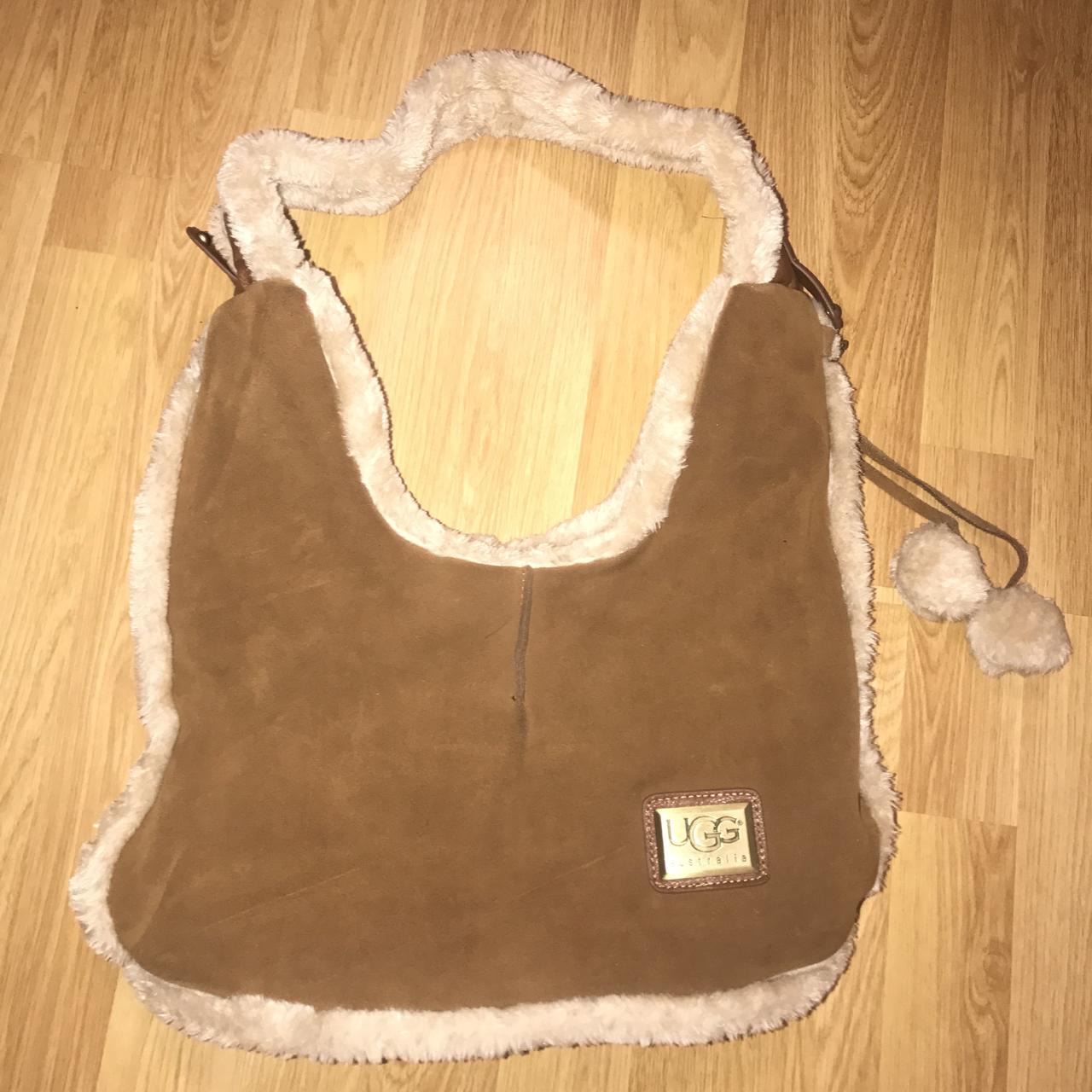UGG Australia brown sheepskin bag with Pom Depop