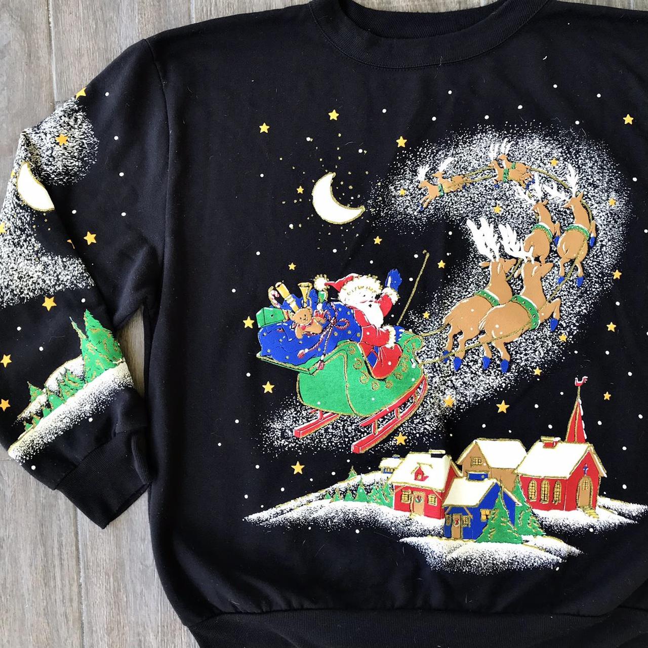 FREE SHIPPING Vintage 90s Puff Paint Christmas