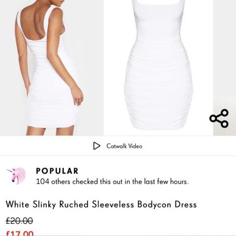 White Slinky Ruched Sleeveless Bodycon Dress