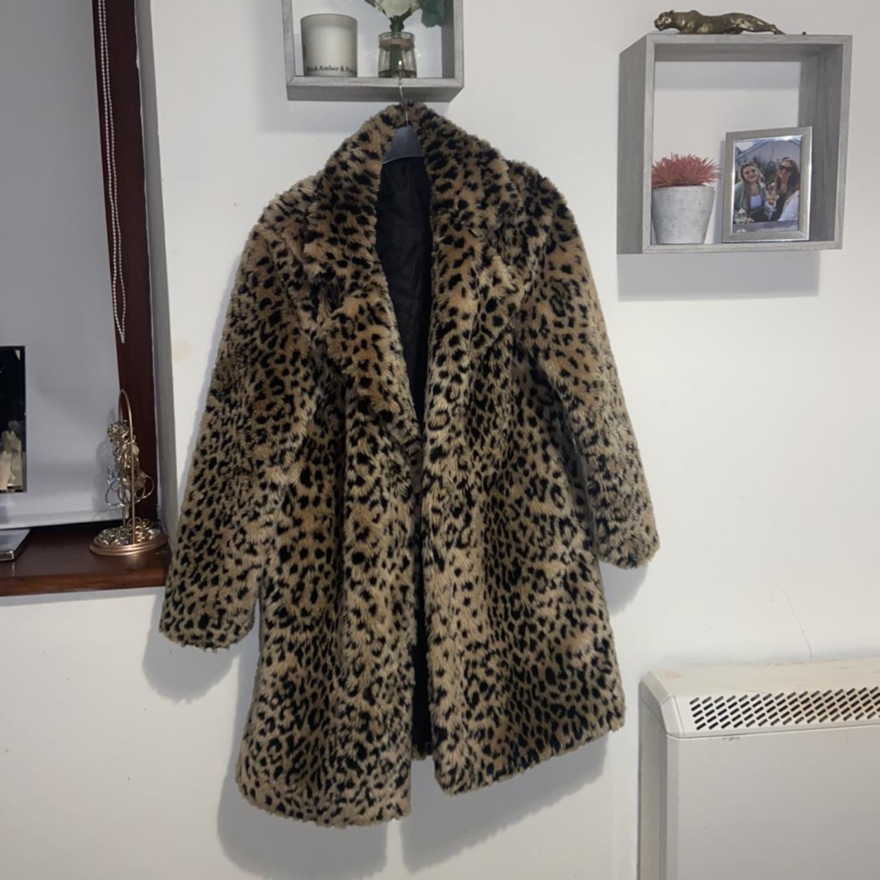 Leopard Print faux fur coat. Worn only a couple of... - Depop