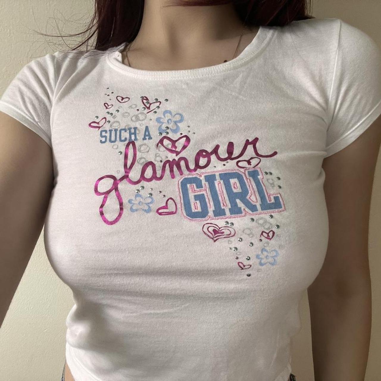 y2k sassy baby tee 💗 white baby tee with white lace... Depop