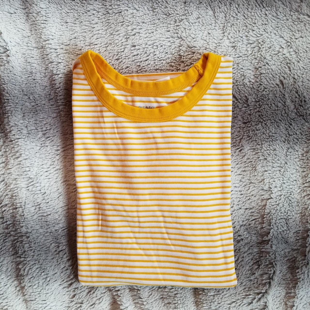 old navy yellow and white striped shirt