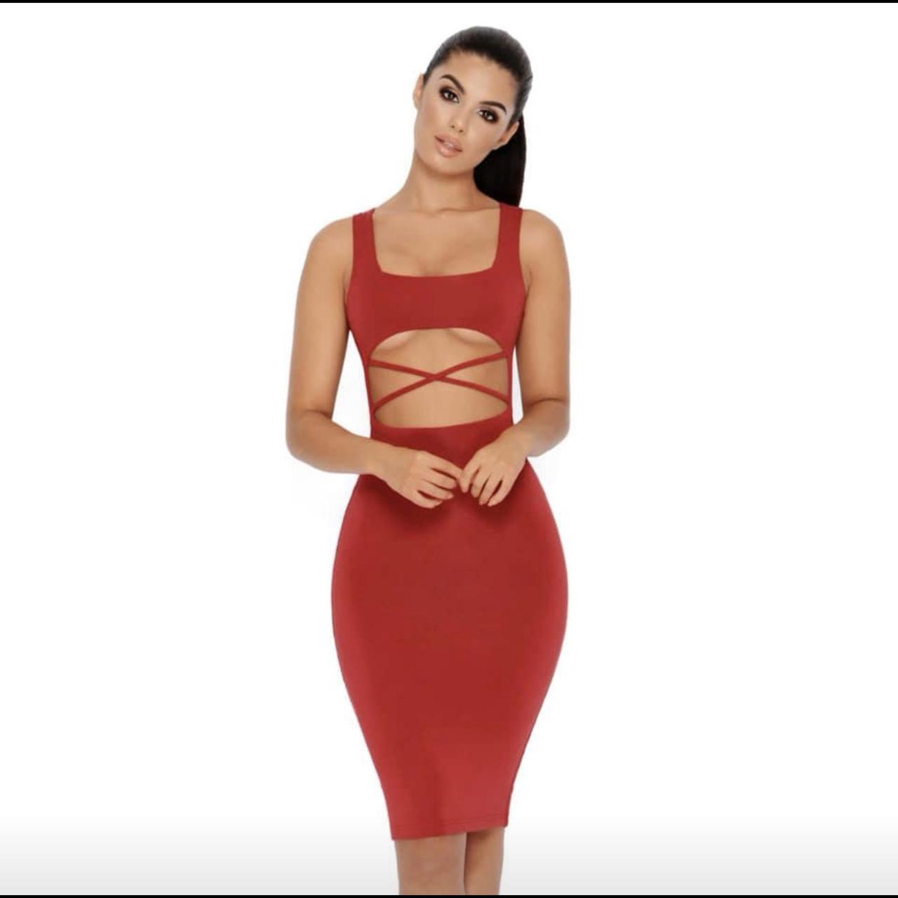 oh polly red cut out dress