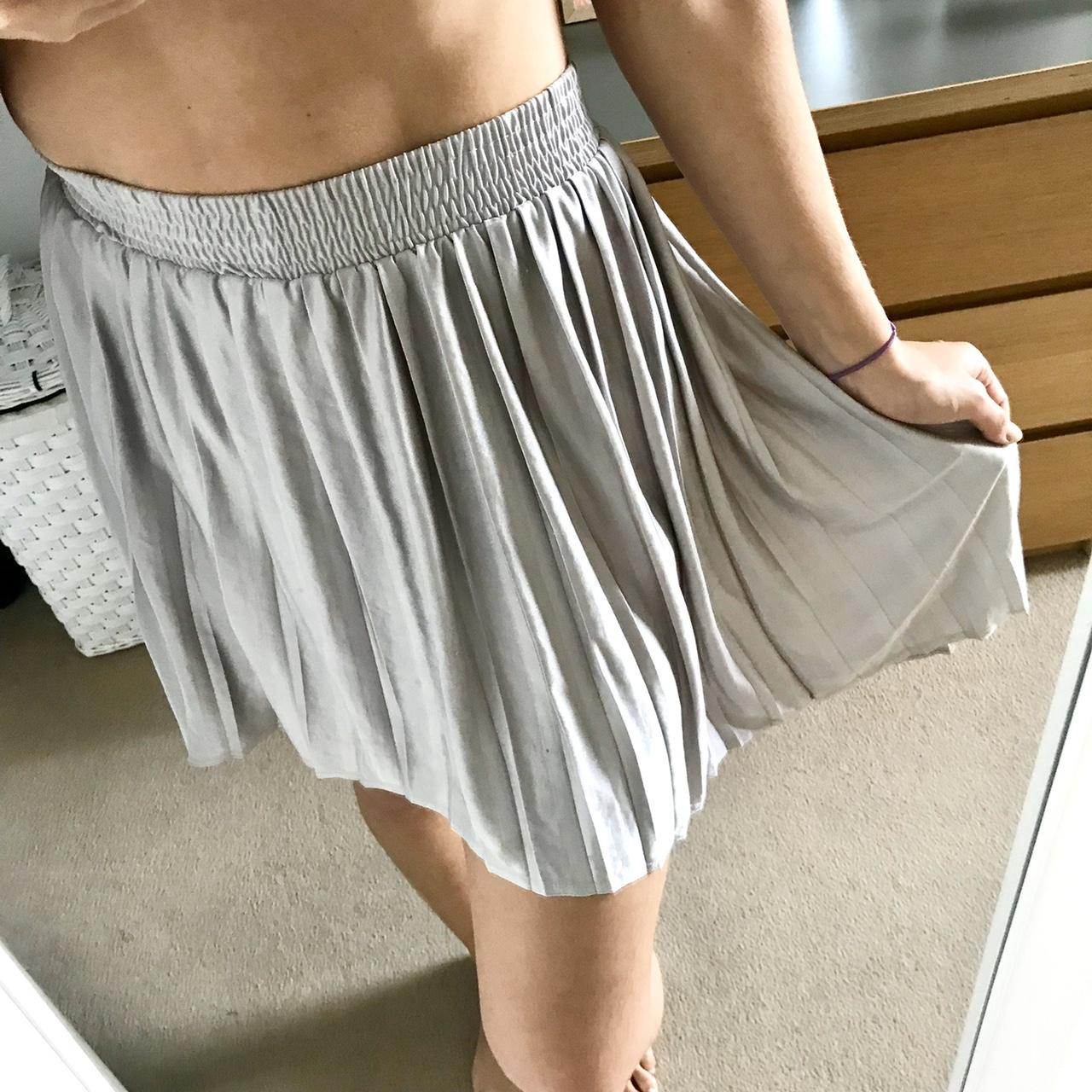 Topshop Silver Waterfall Skirt Metallic pleated