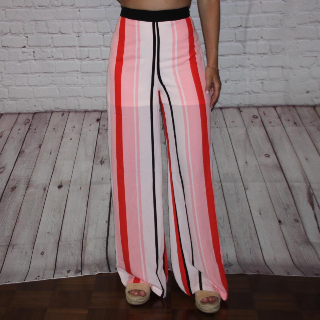 Pink and black striped 2024 pants