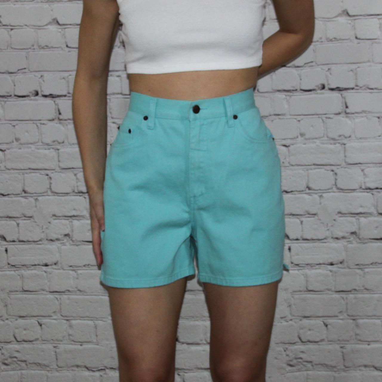blue denim shorts 🦋 deadstock BNWT turquoise blue... - Depop