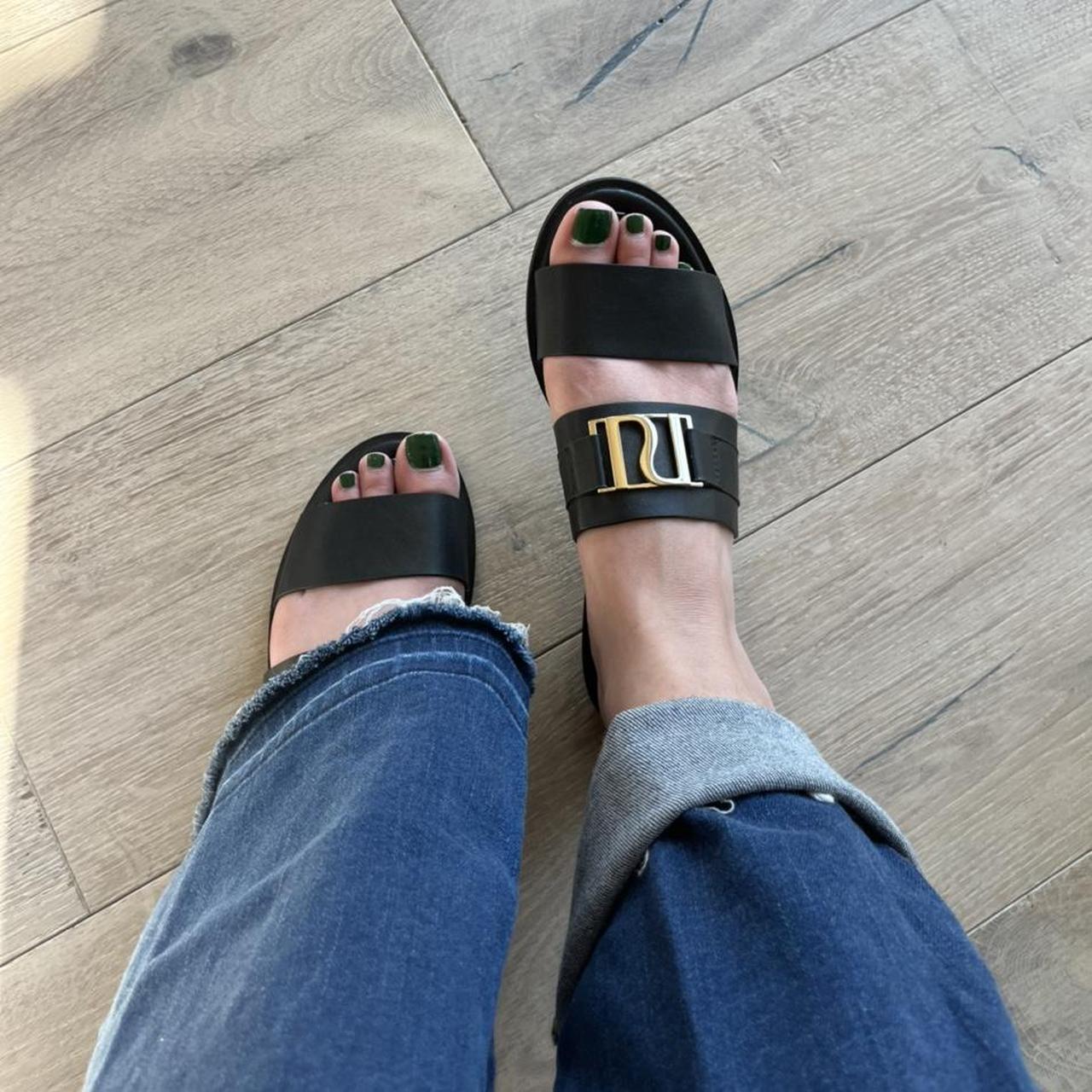 River Island Women's Black and Gold Sandals