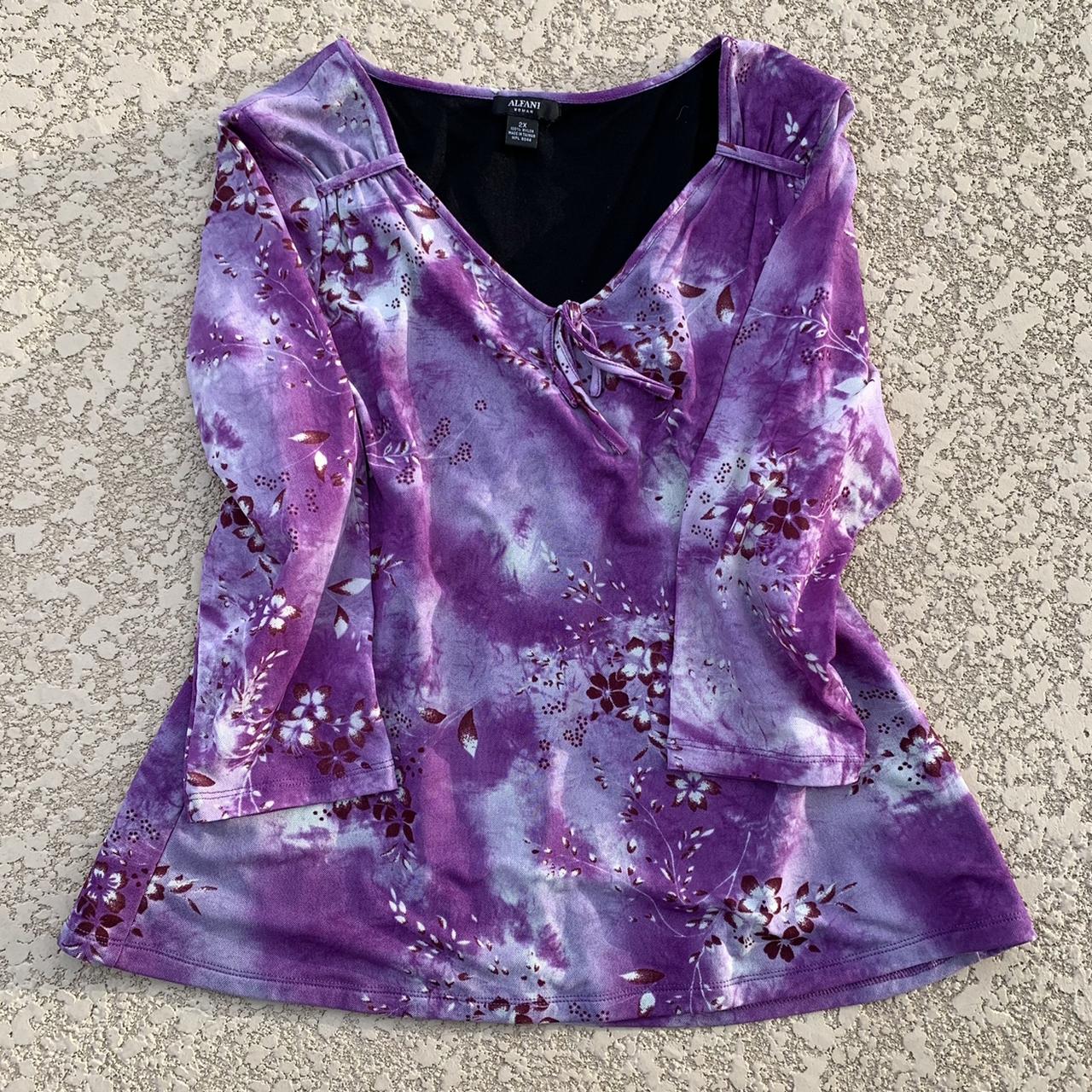 Basic Editions Women's Purple and White Blouse