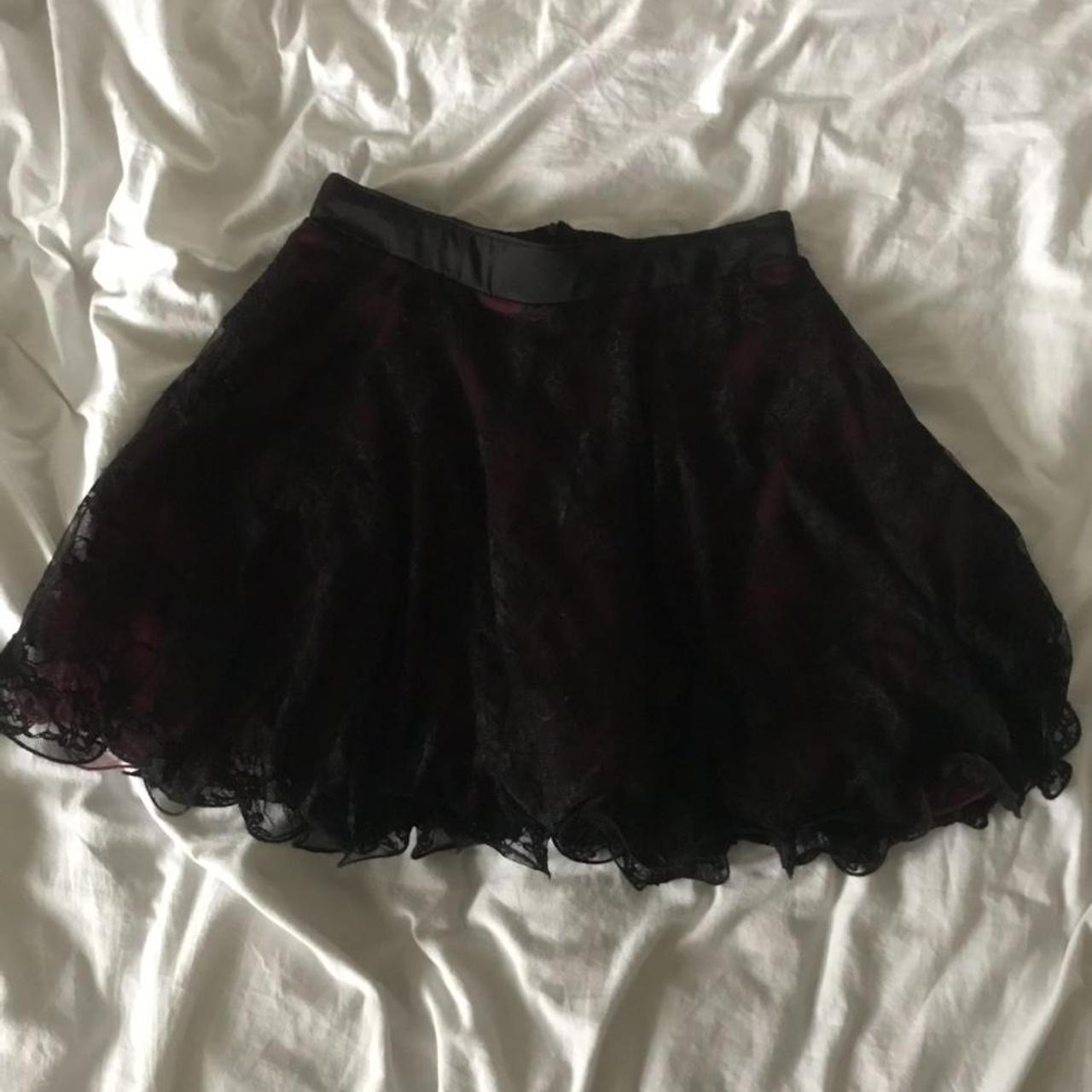 Debenhams Women's Red and Black Skirt Depop