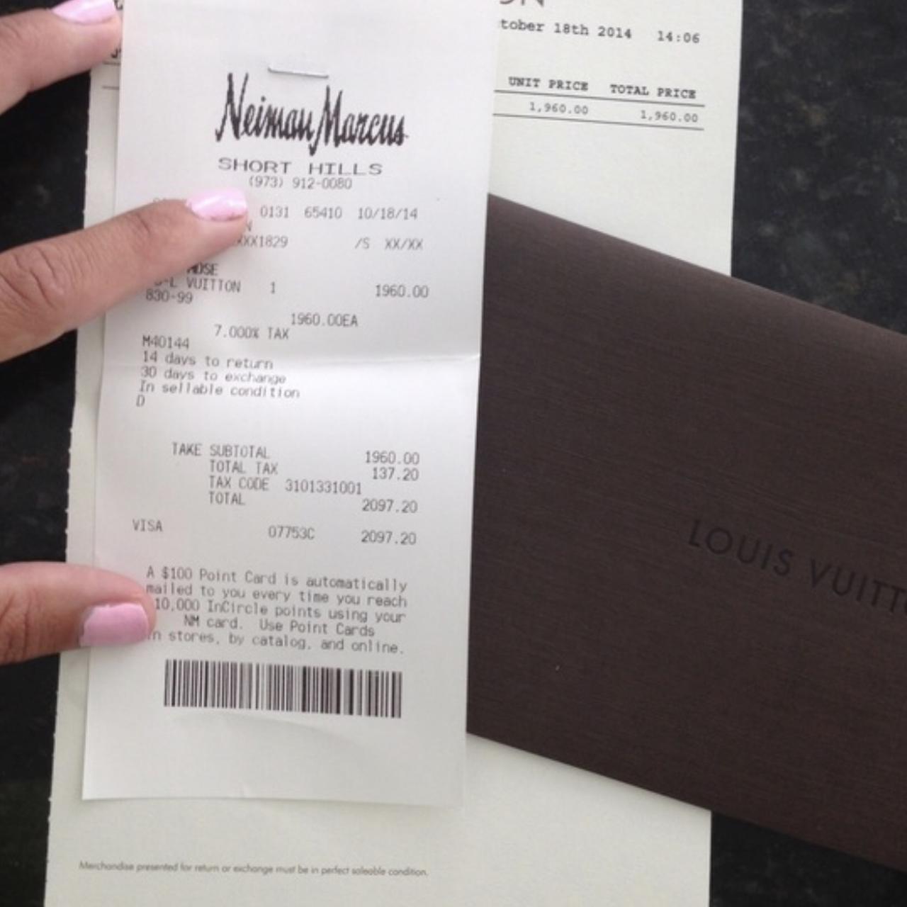 Louis Vuitton Online Receipt