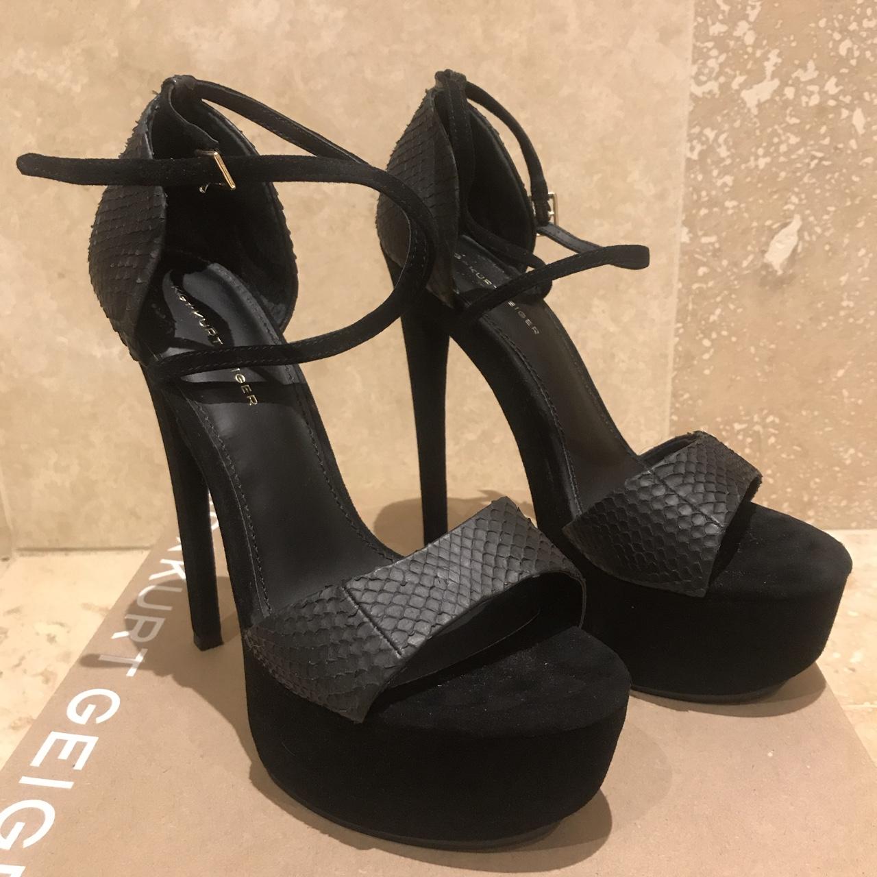 Kurt Geiger black suede and snake leather Nanette... - Depop