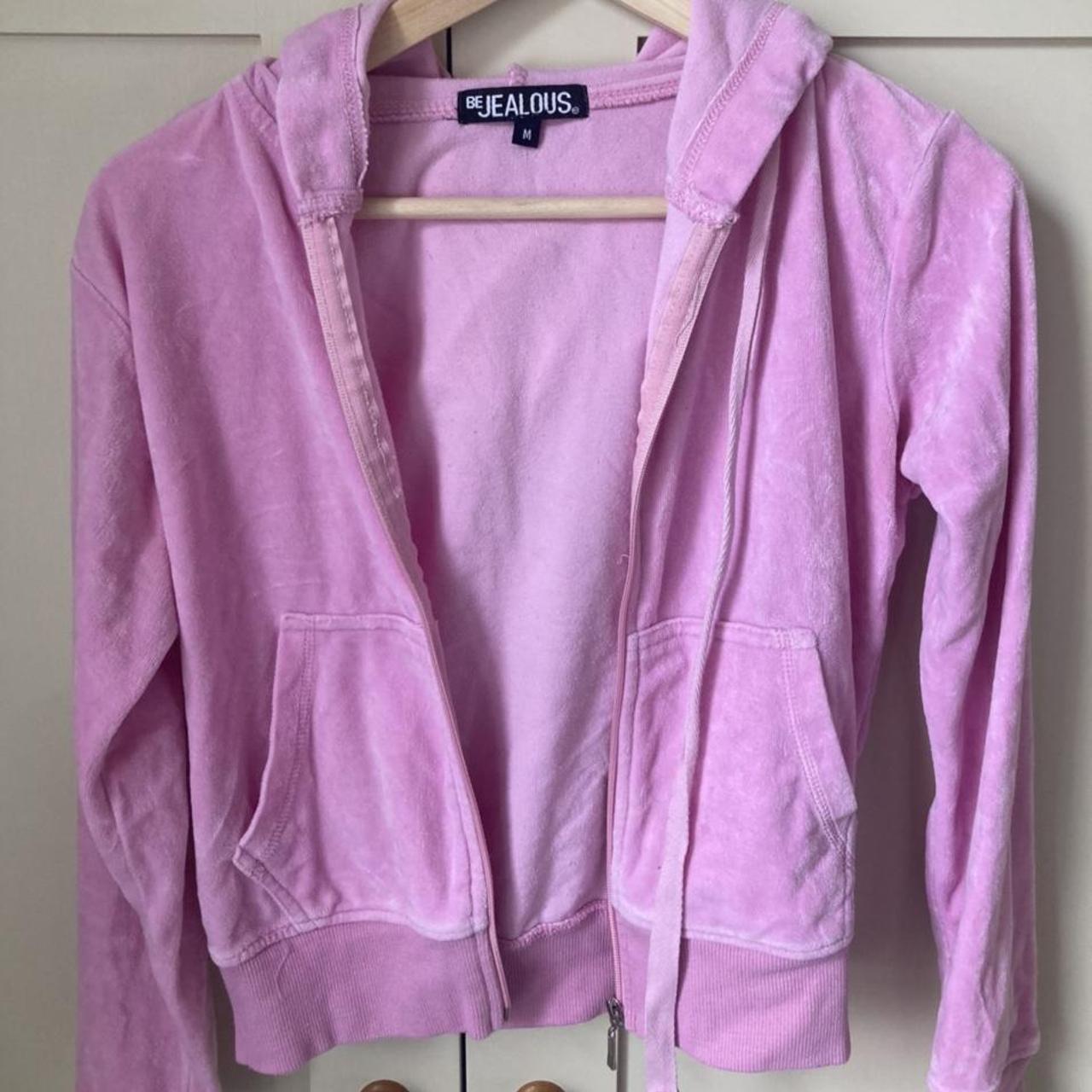 Y2k pink velour tracksuit jacket like juicy couture... Depop