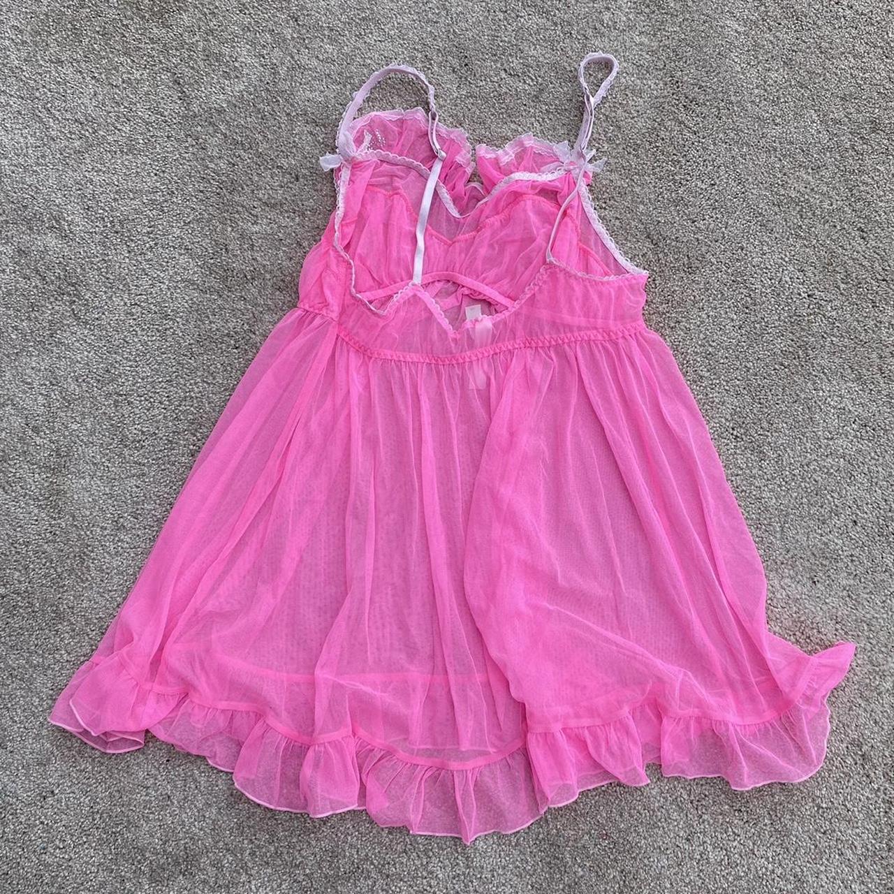 ‘00s Hot Pink Mesh Slip Dress This dress is so so... - Depop