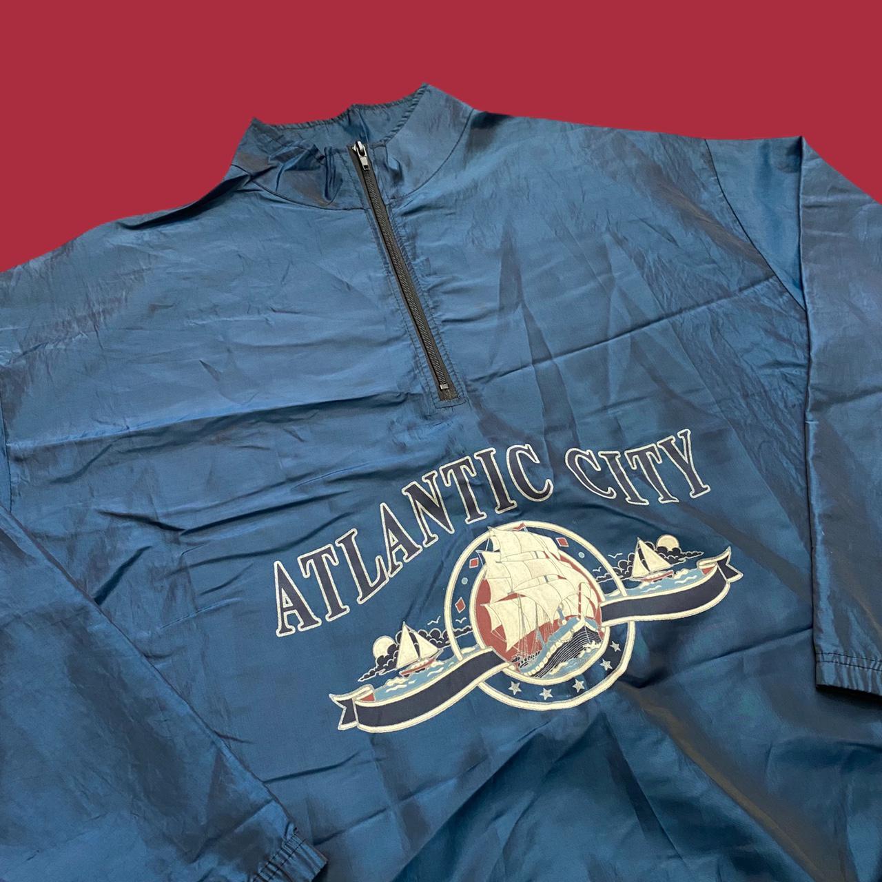 Vintage 90s Atlantic City 1/2 zip iridescent... - Depop