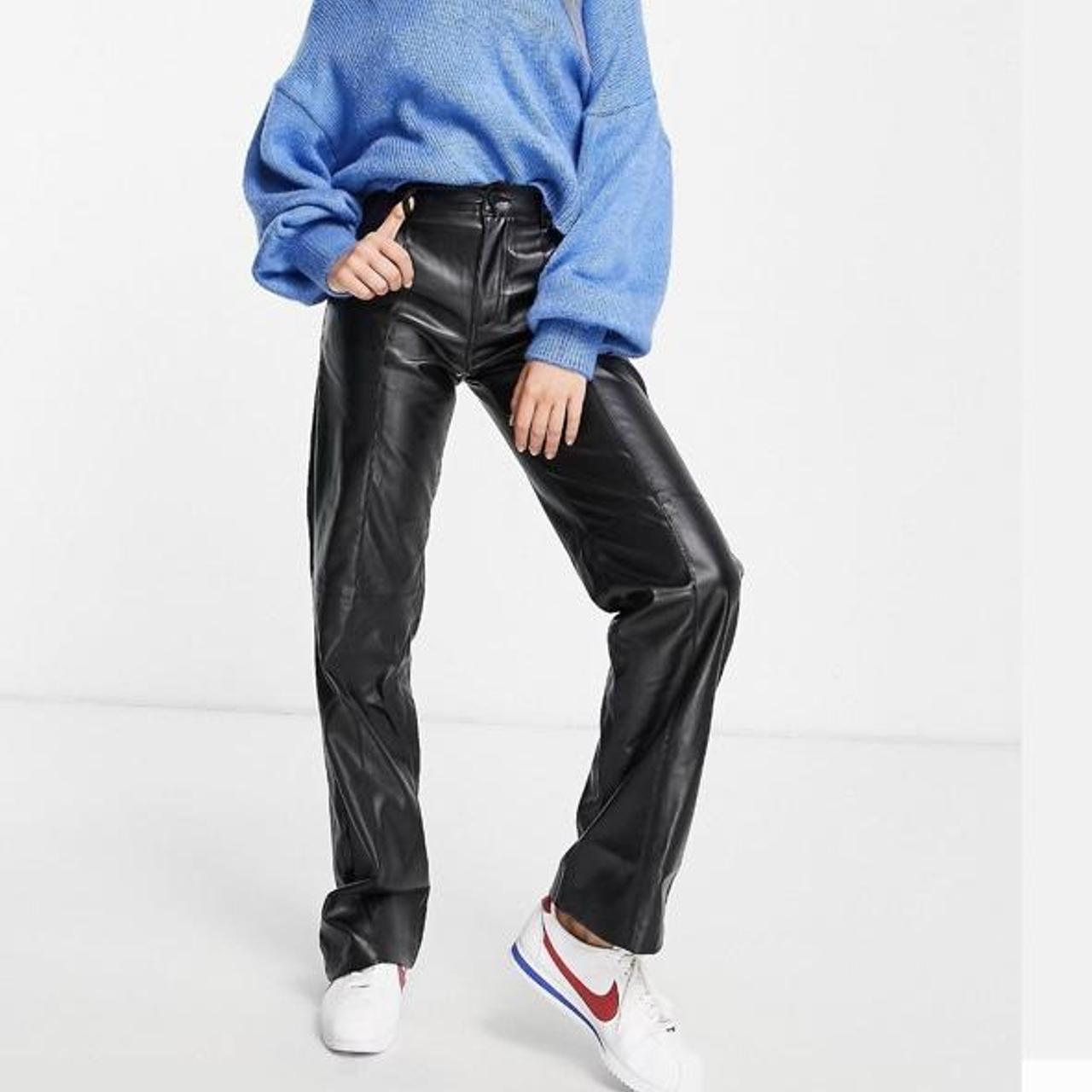 Pull and bear faux leather wide leg Size Depop