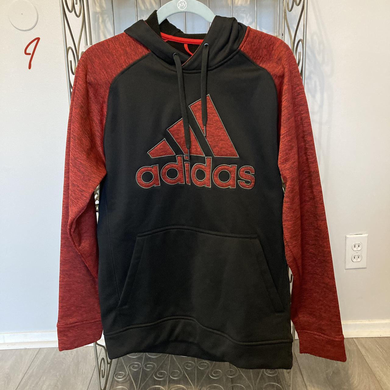 Black and Red Adidas Logo Hoodie New without tags,... - Depop