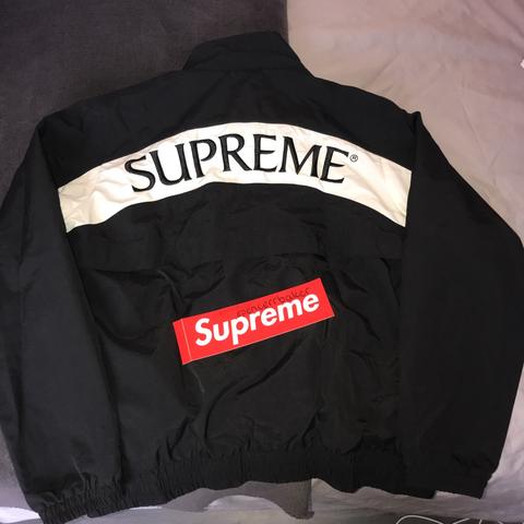 Fw17 Supreme arc track jacket Black and white coat... - Depop