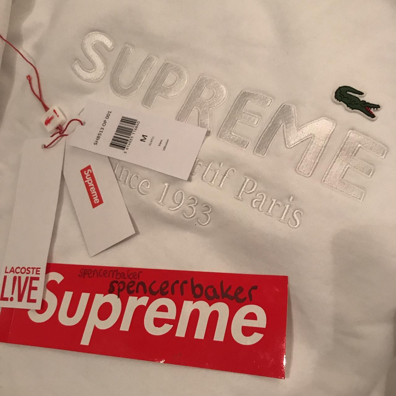 Supreme x Lacoste crewneck, White sweatshirt , Medium...