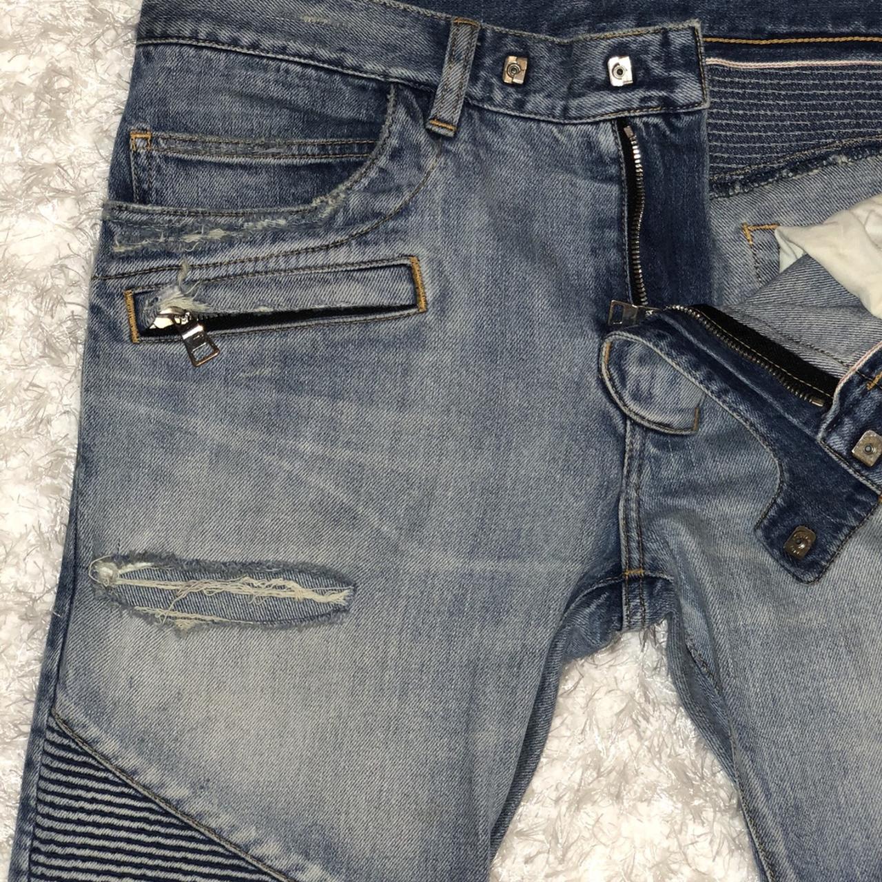 Balmain blue hot sale biker jeans