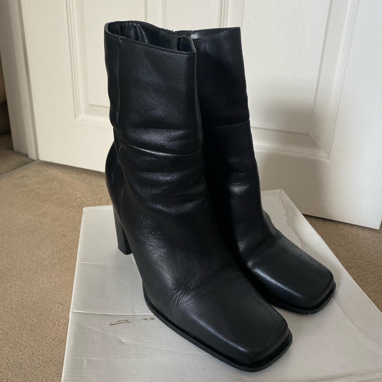 Faith leather black boots Size 40/uk 7 Made in... - Depop