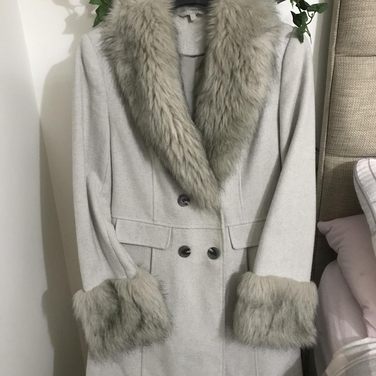 Debenhams grey fur on sale coat