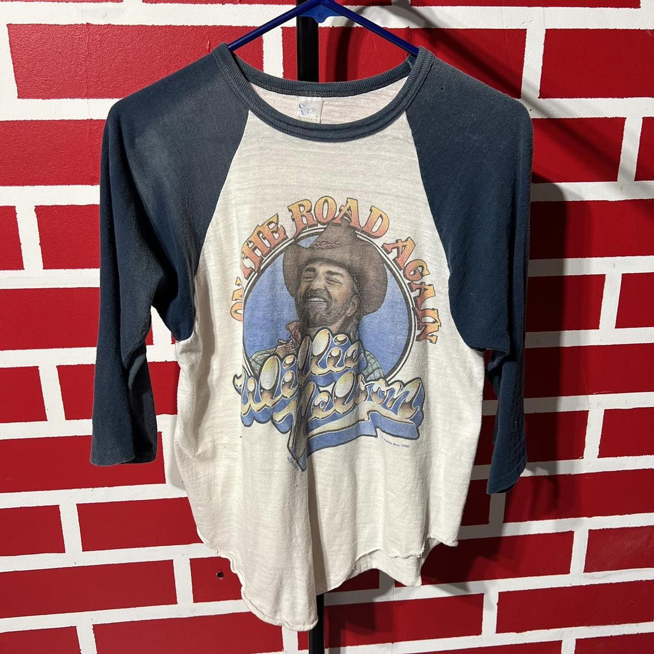 American Vintage Women's White and Navy T-shirt