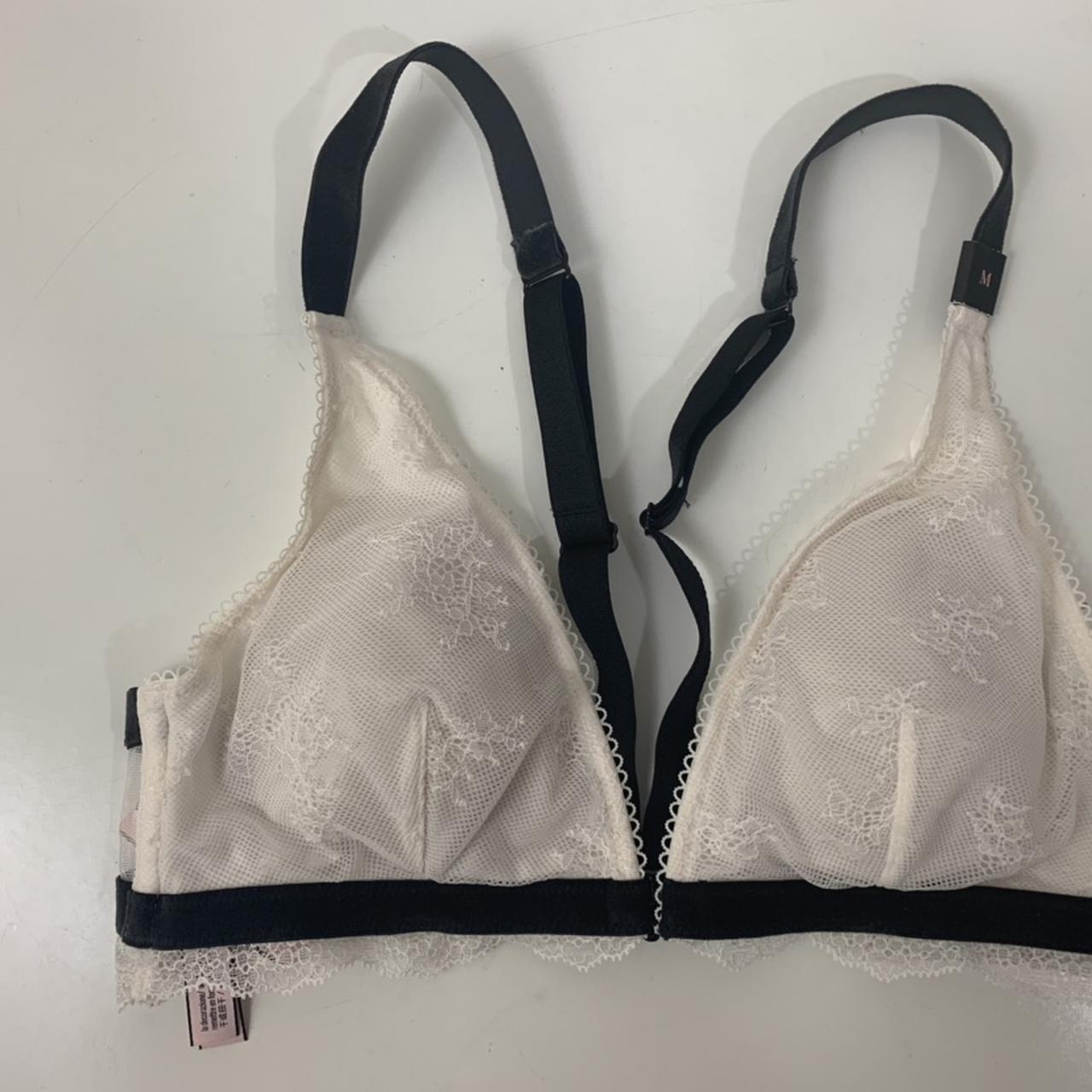 Victoria secret lace Bralette W Velvet Trim White/  - Depop