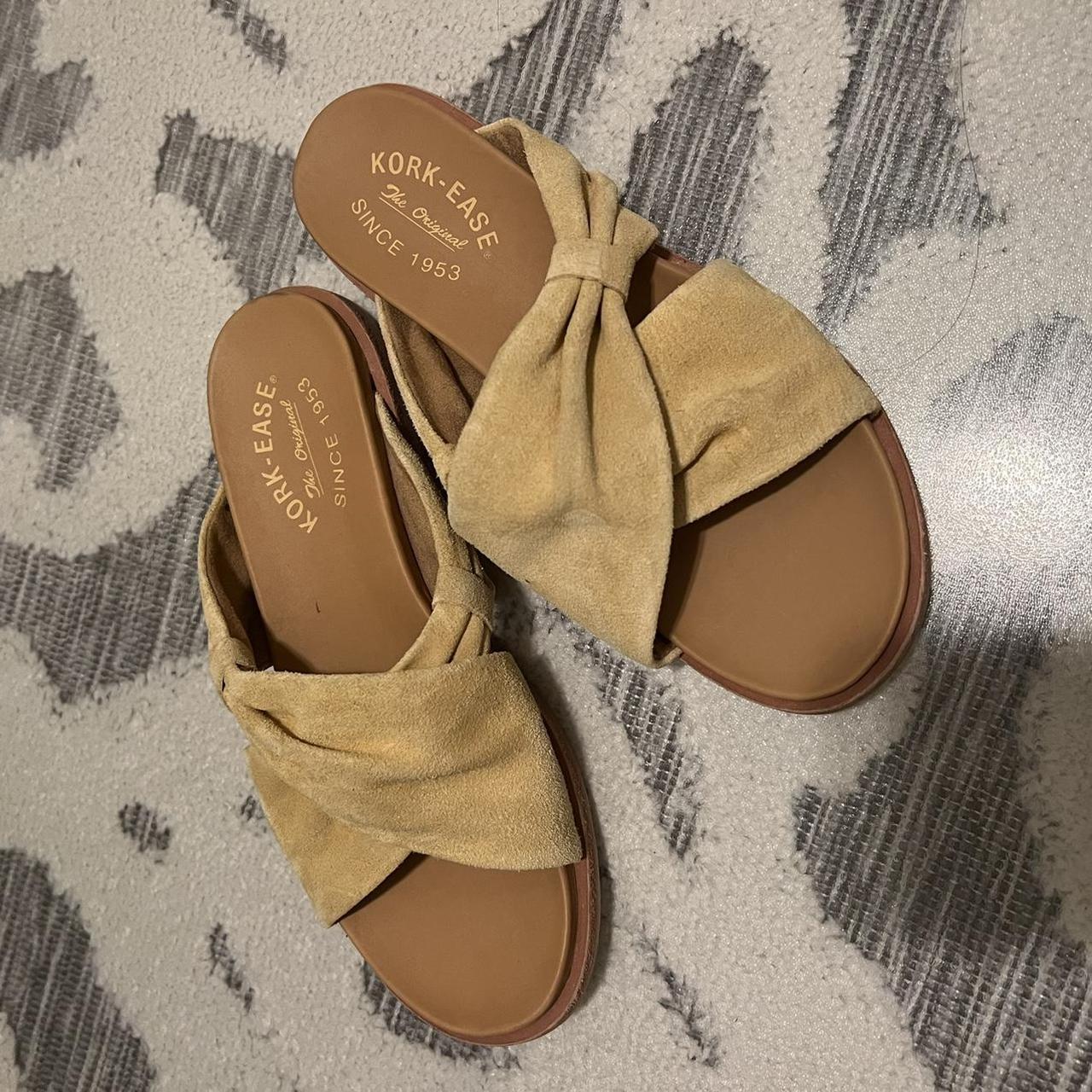 KORK EASE Zel Suede Slide Sandals in Yellow Suede Depop