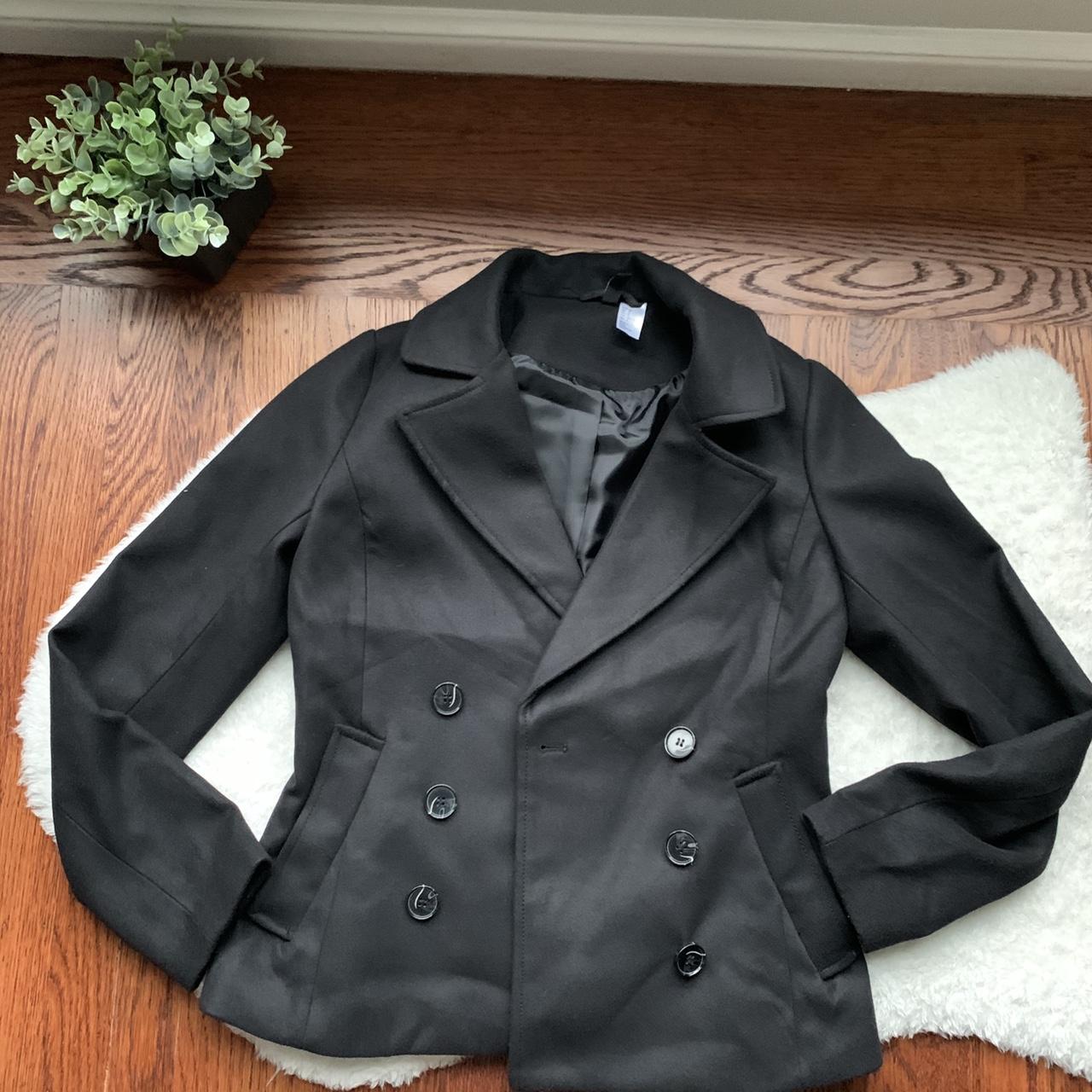 H&m on sale black peacoat