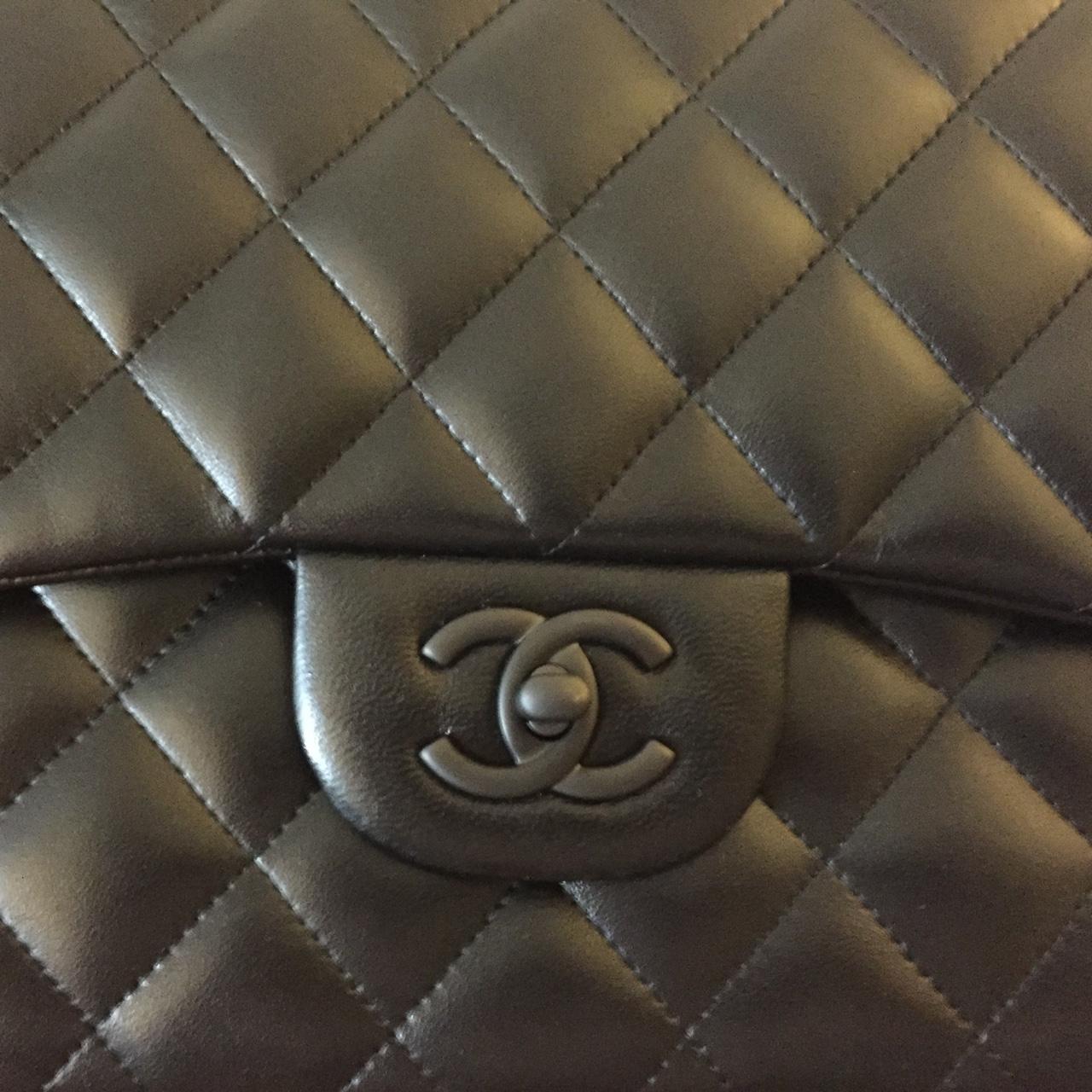 Chanel so black jumbo classic flap in lamb with