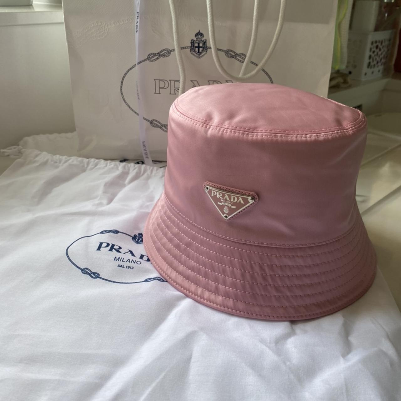 pink prada nylon bucket hat