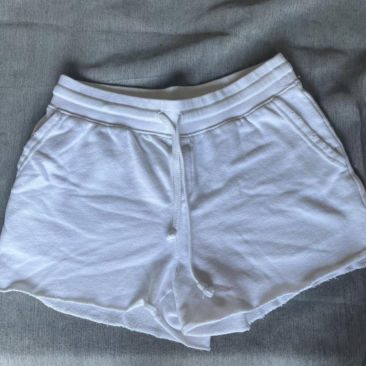 white sweat shorts -aerie size small but fit more... - Depop