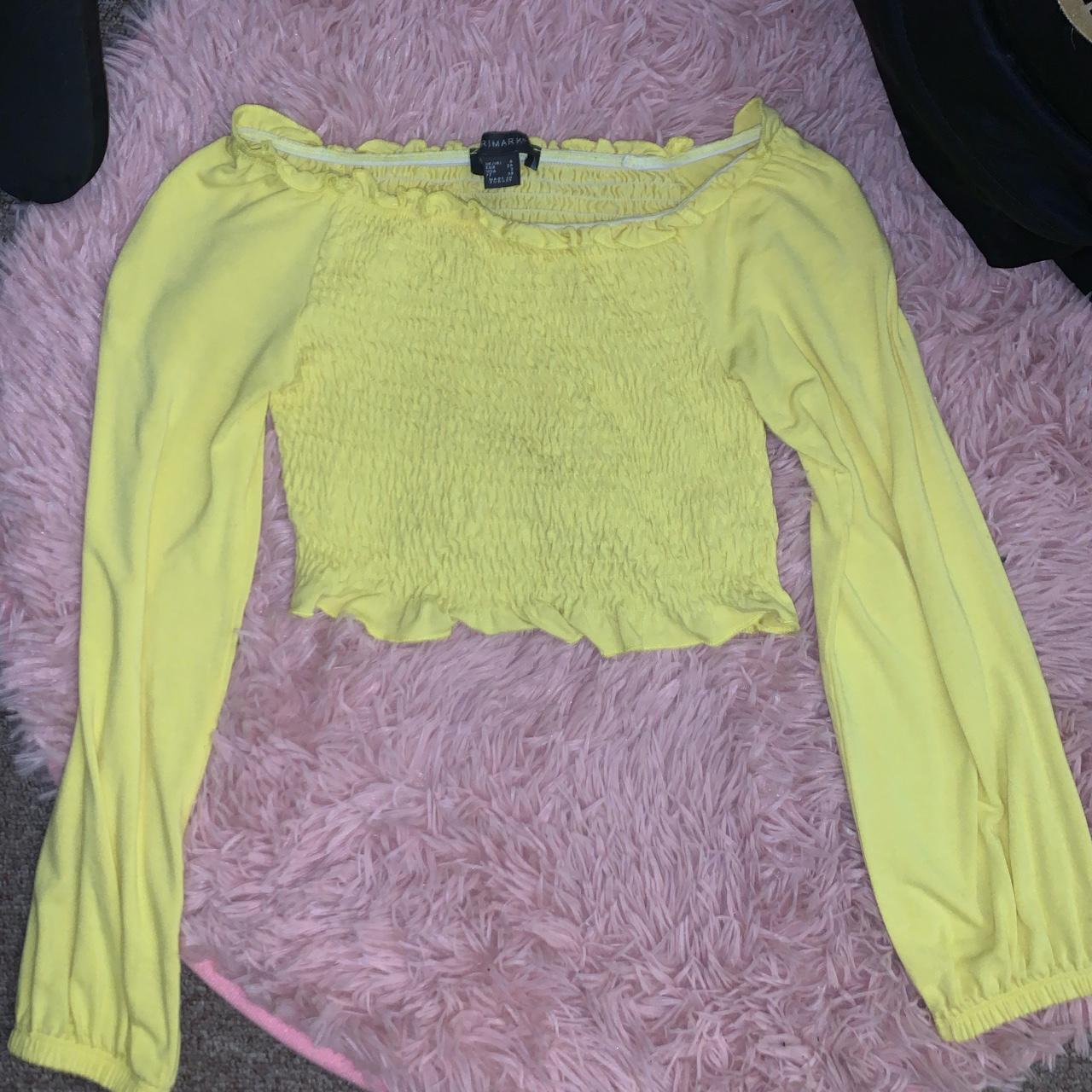 Primark Women's Yellow and Gold Croptop Depop