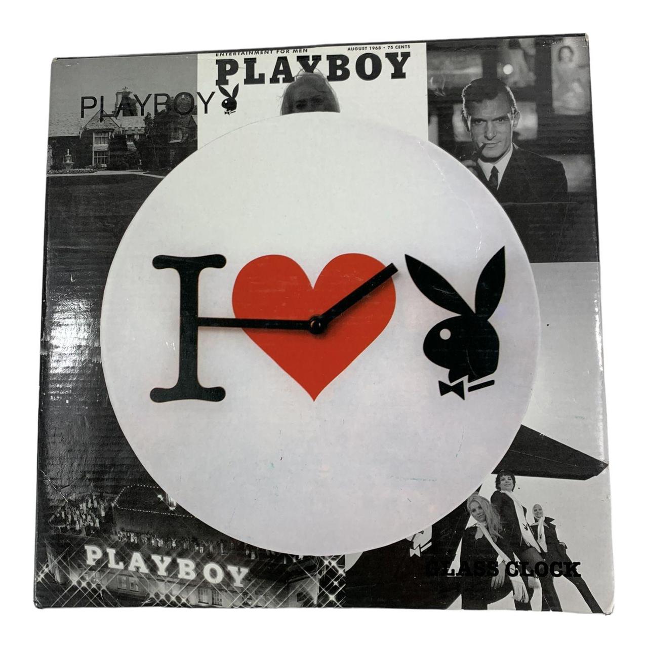 Vintage Rare I Love Playboy Groovy Glass Clock Depop