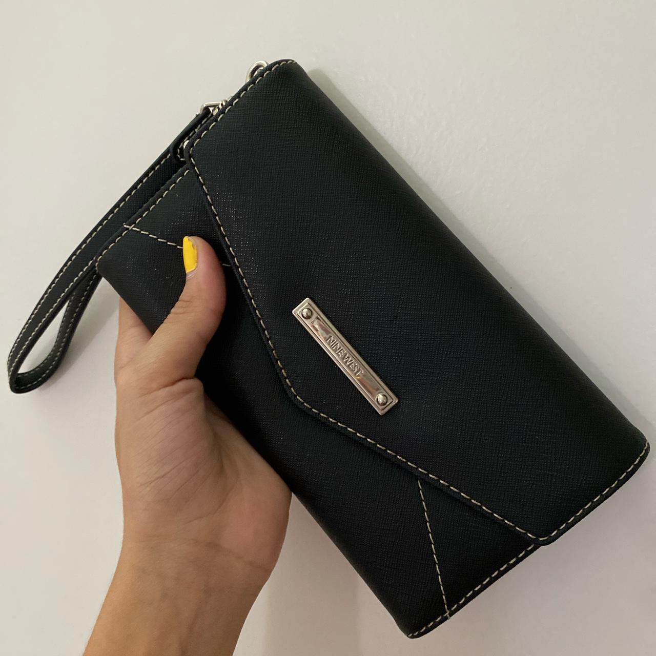 nine west silver wallet