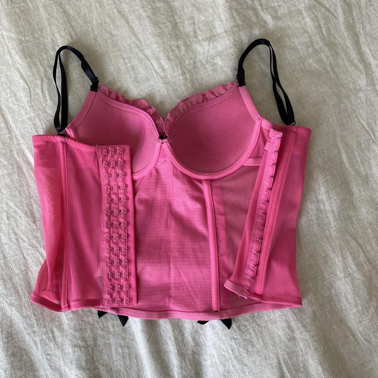 Playboy Hot Pink Satin Bustier This corset top is... - Depop