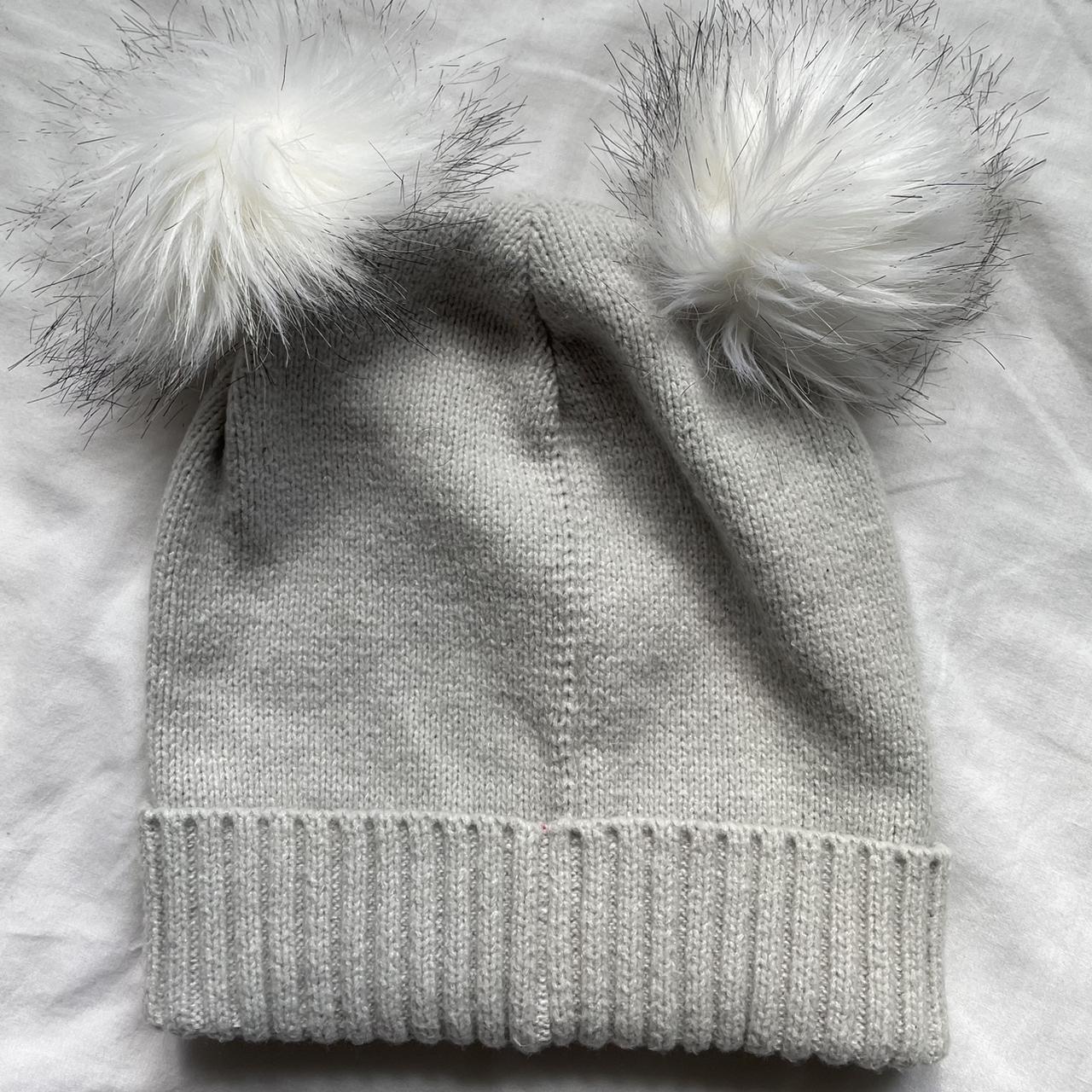 grey koala beanie with pom poms on each side Depop