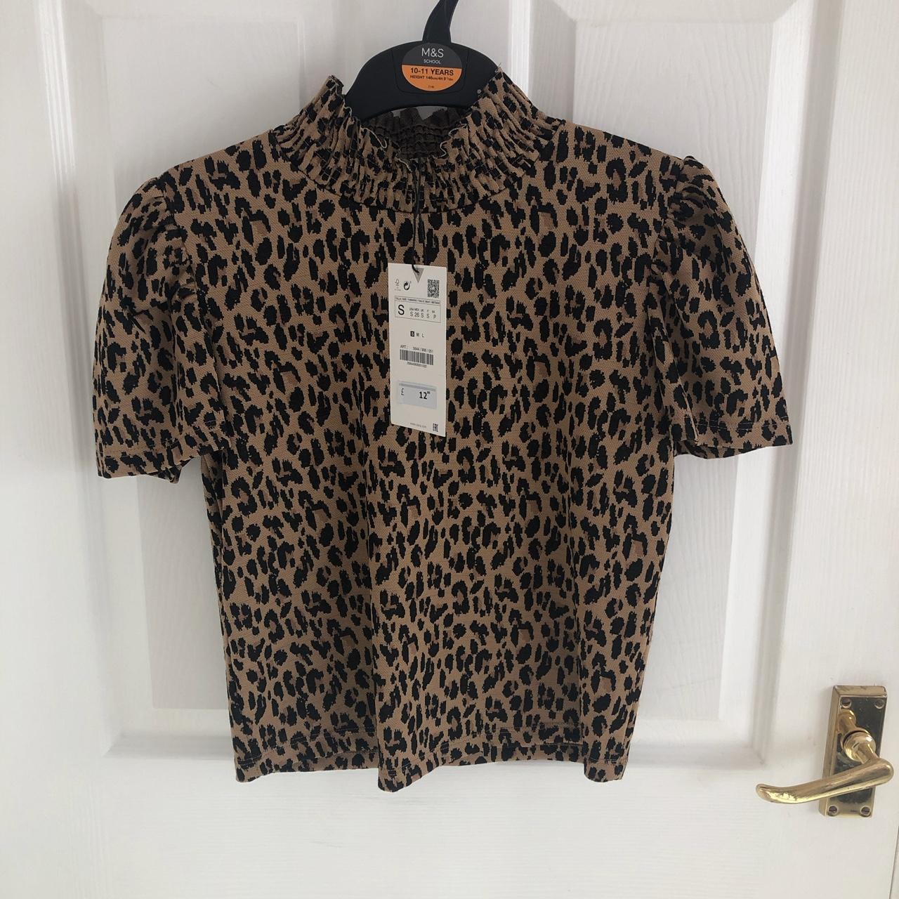 zara leopard print blouse top brand new with tags... - Depop