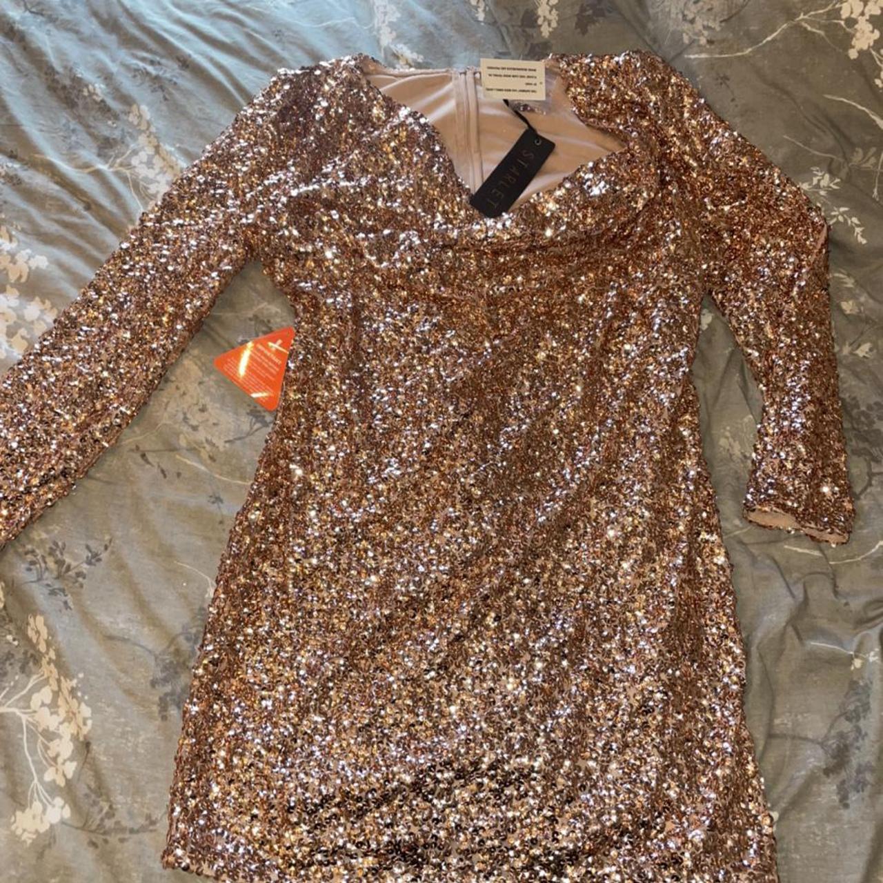 Gold Starlet fully lined mini sequin dress . Never... - Depop