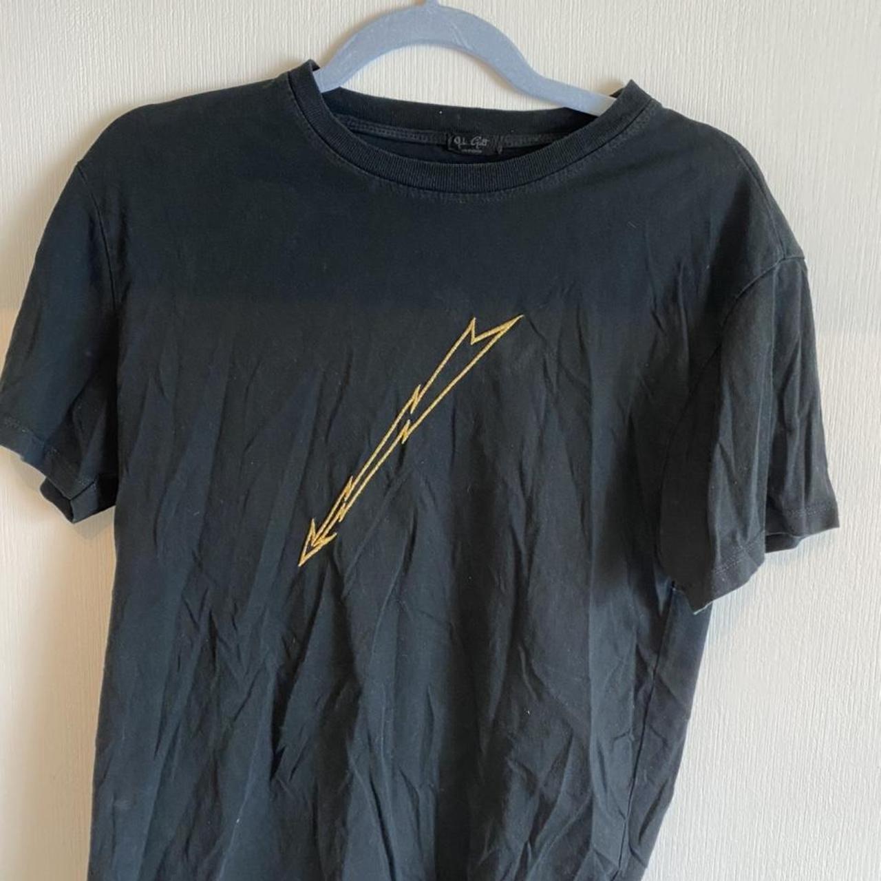 Brandy Melville black graphic tee with embroided... Depop