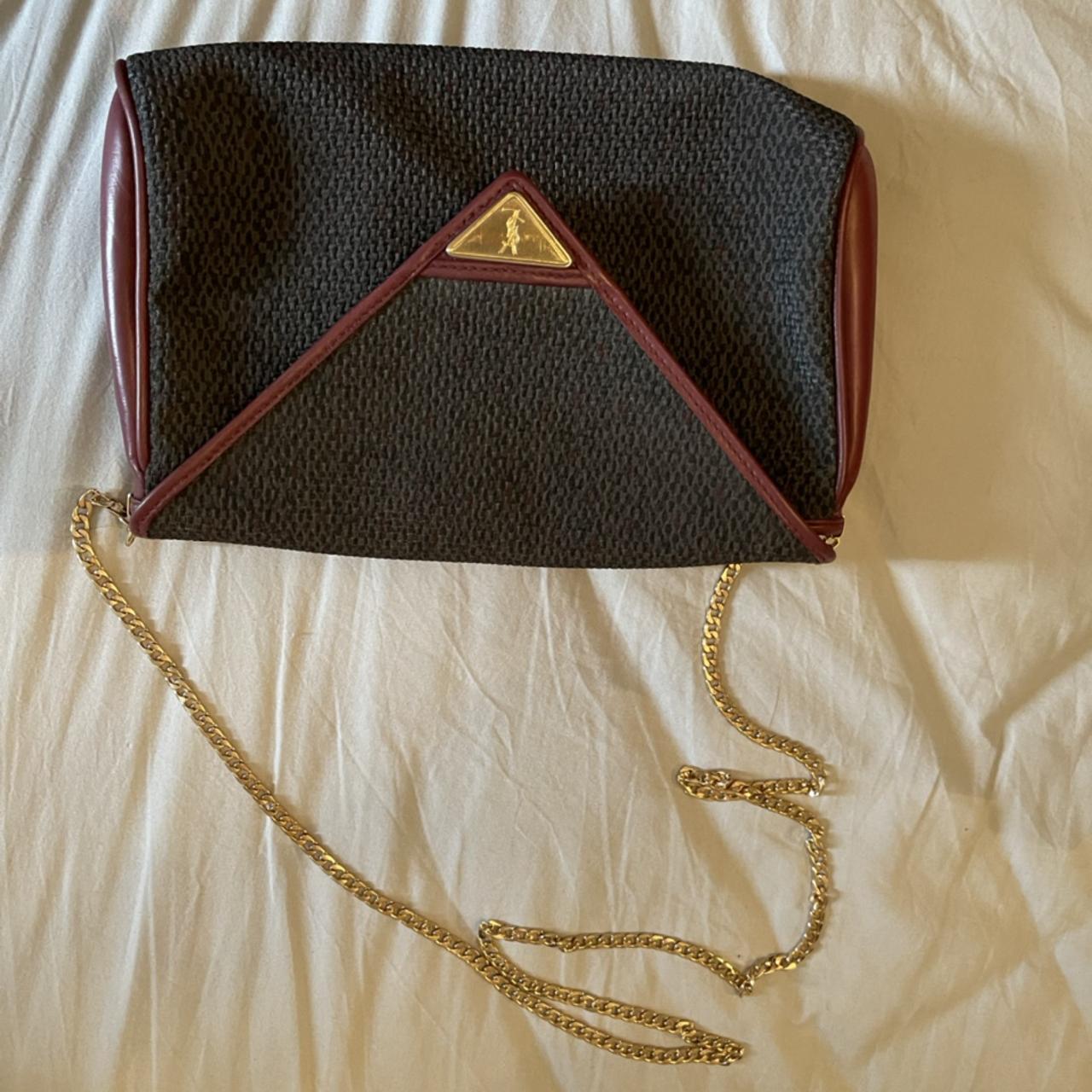 Authentic Vintage YSL clutch bag with gold strap... Depop