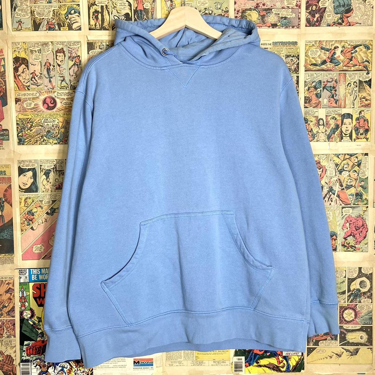 Vintage Essential Baby Blue Hoodie Sweatshirt Depop
