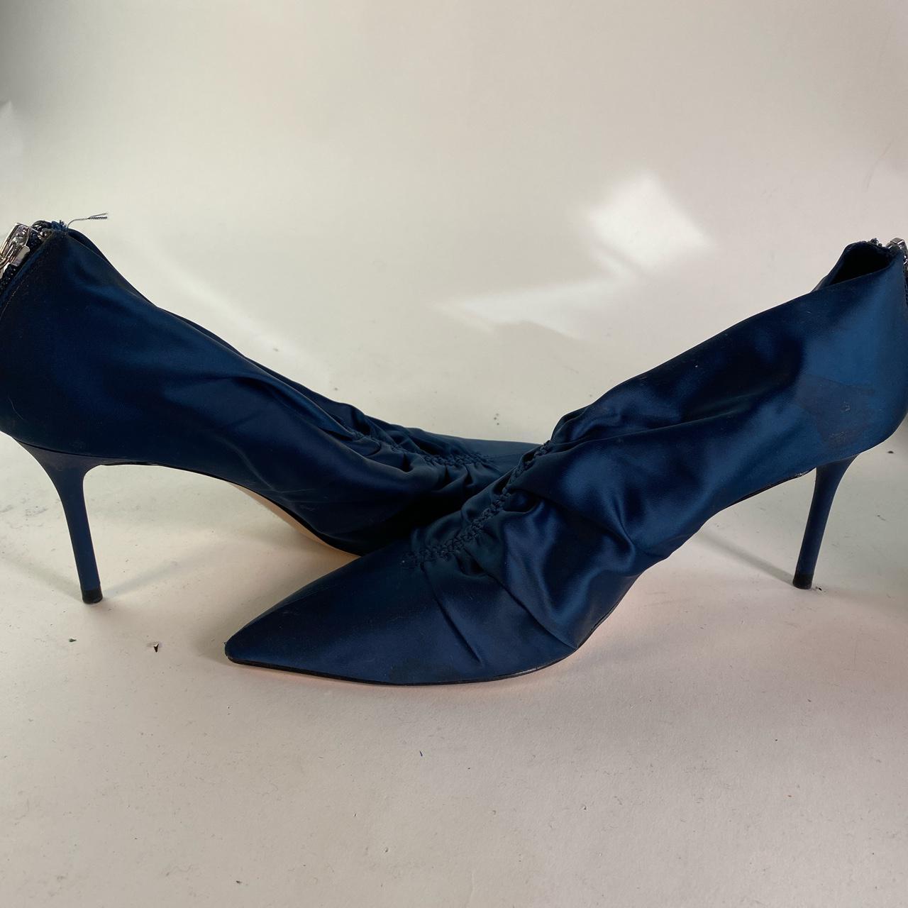 super unique ruched navy blue satin kitten... Depop