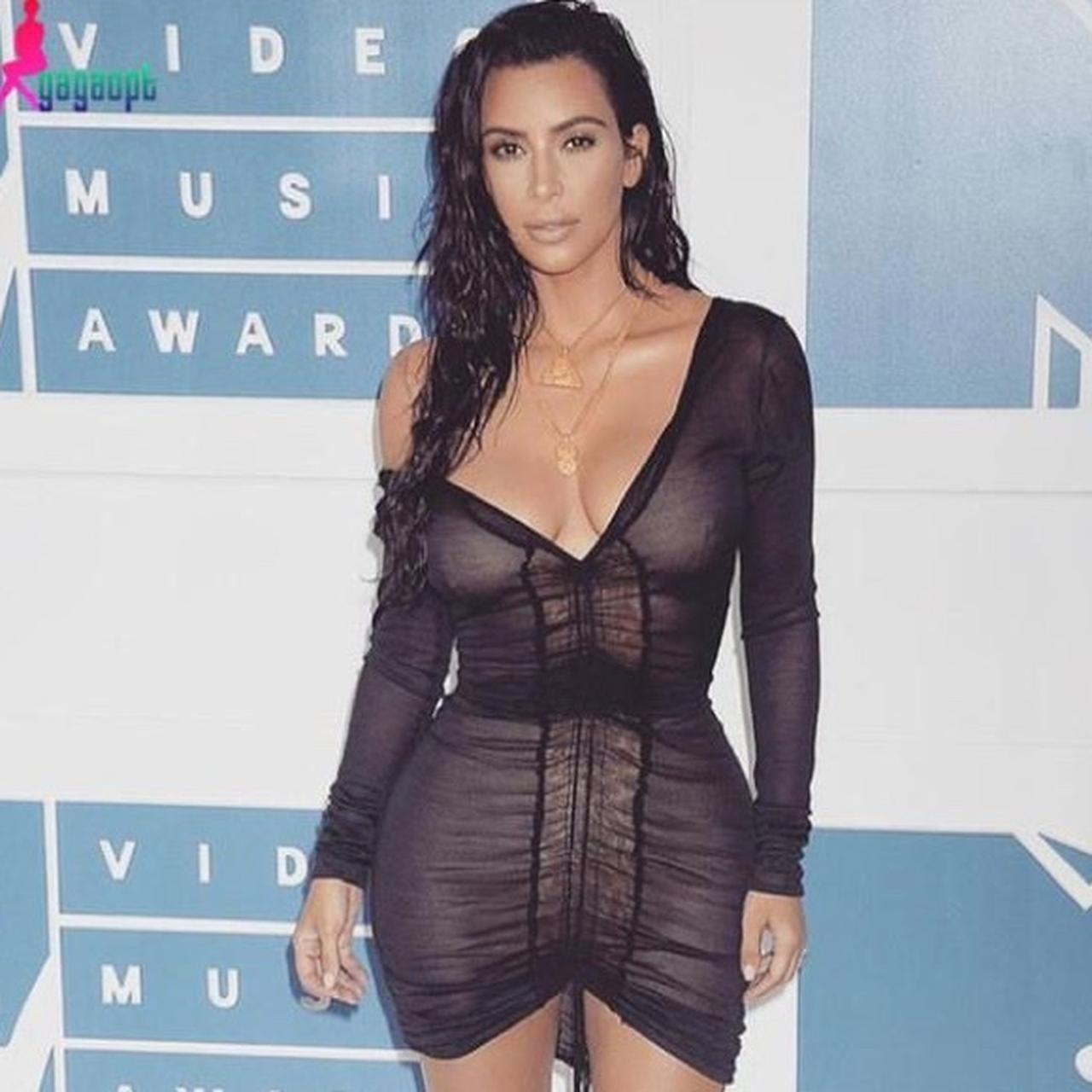 kim kardashian black see through dress